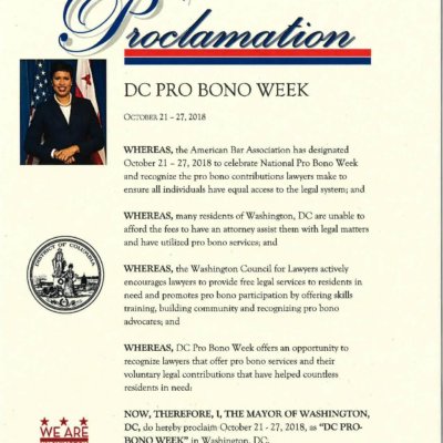 DC Pro Bono Week 2018 Mayoral Proclamation