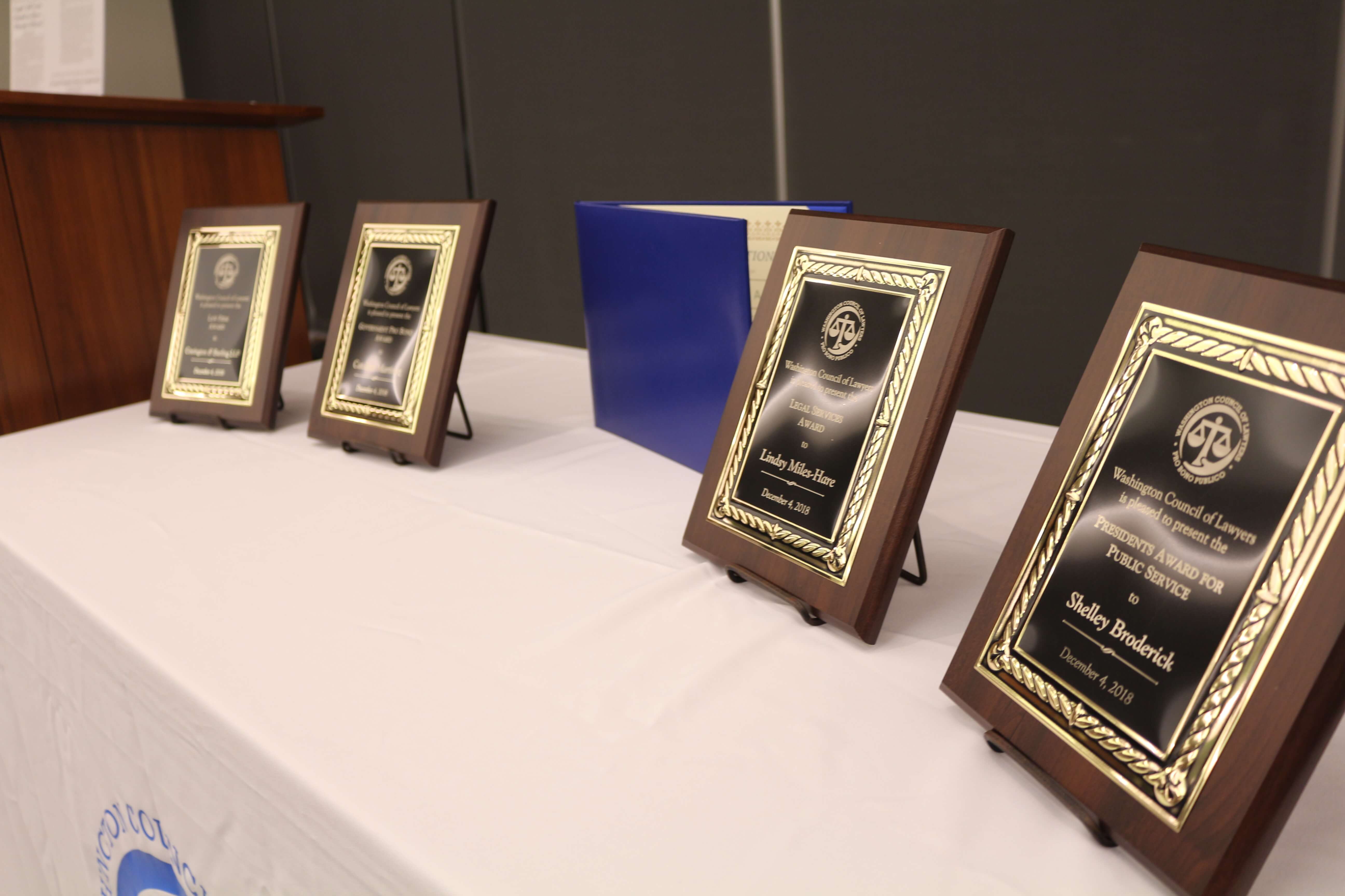 Photo: Award plaques on a table