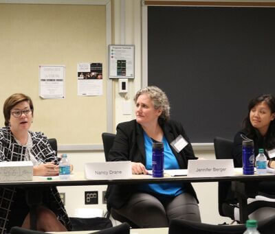 Photo: 2018 Poverty Law Panelists Nancy Drane, Jen Berger, And