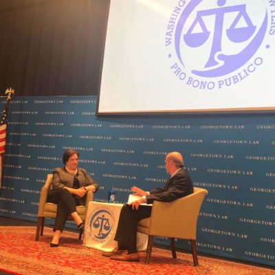 Photo: Justice Kagan & Dean Treanor Seated Facing Each Other