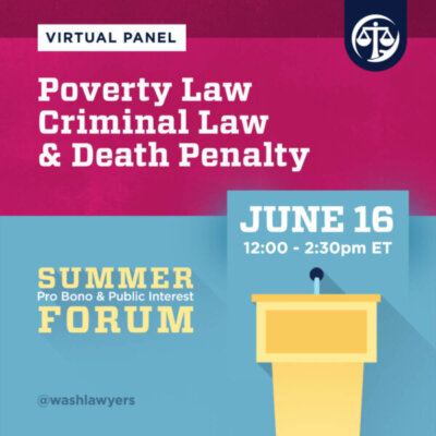 Graphic: 2022 Summer Forum Poverty Law & Criminal Law Panel