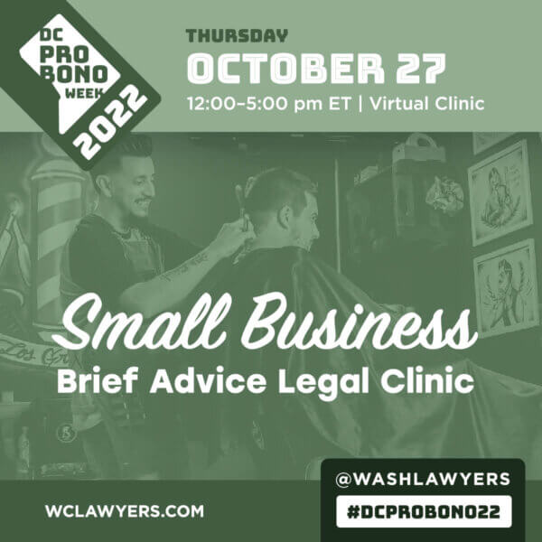 Graphic: DC Pro Bono Week 2022 Small Business Clinic