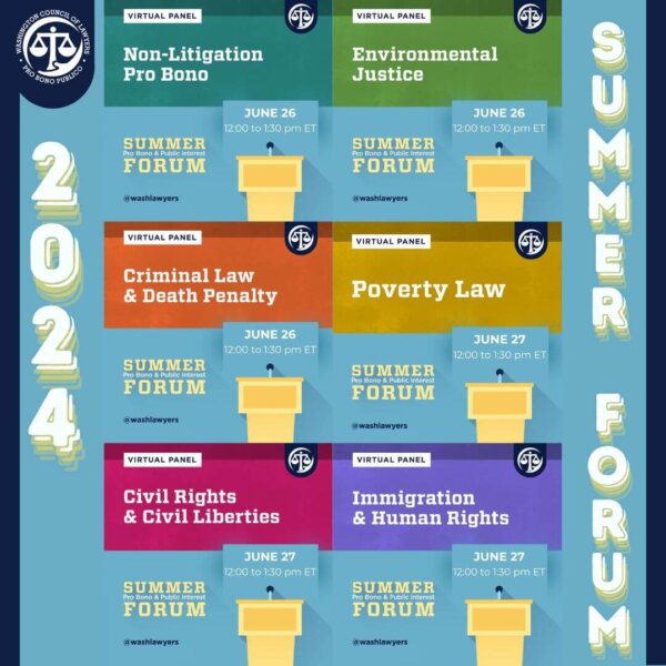 Graphic: 2024 Summer Forum with each of 6 panel graphics in a grid