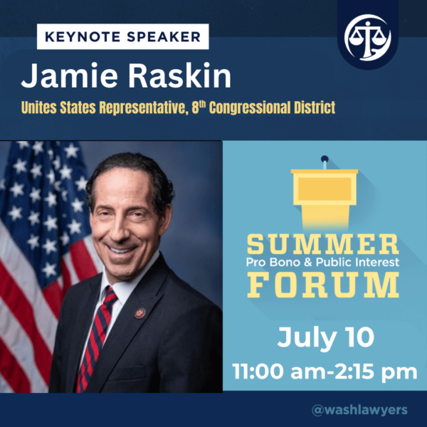2025 SF Keynote Graphic: Summer Forum 2025 Keynote Representative Jamie Raskin with headshot