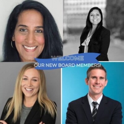 Graphic: New board members photo collage clockwise from top left to bottom left is Nirupa Narayan, Daniela Huerta Garcia, Mike Stewart, Mindy Johnson