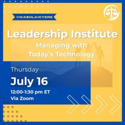 Graphic: yellow background with white text stating the name of the session and the day and time